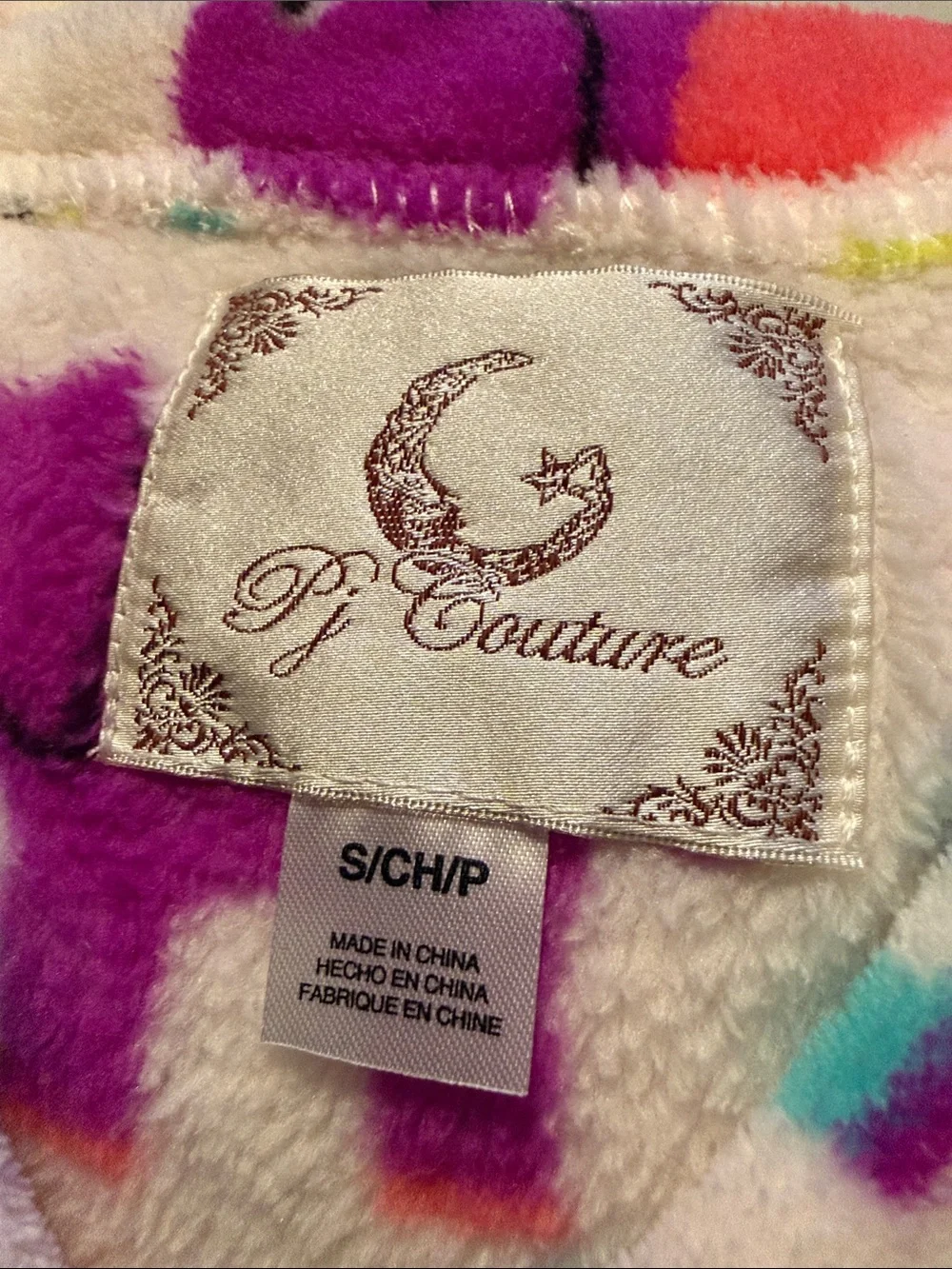 PJ Couture Plush White Onesie with Multicolor Elephants